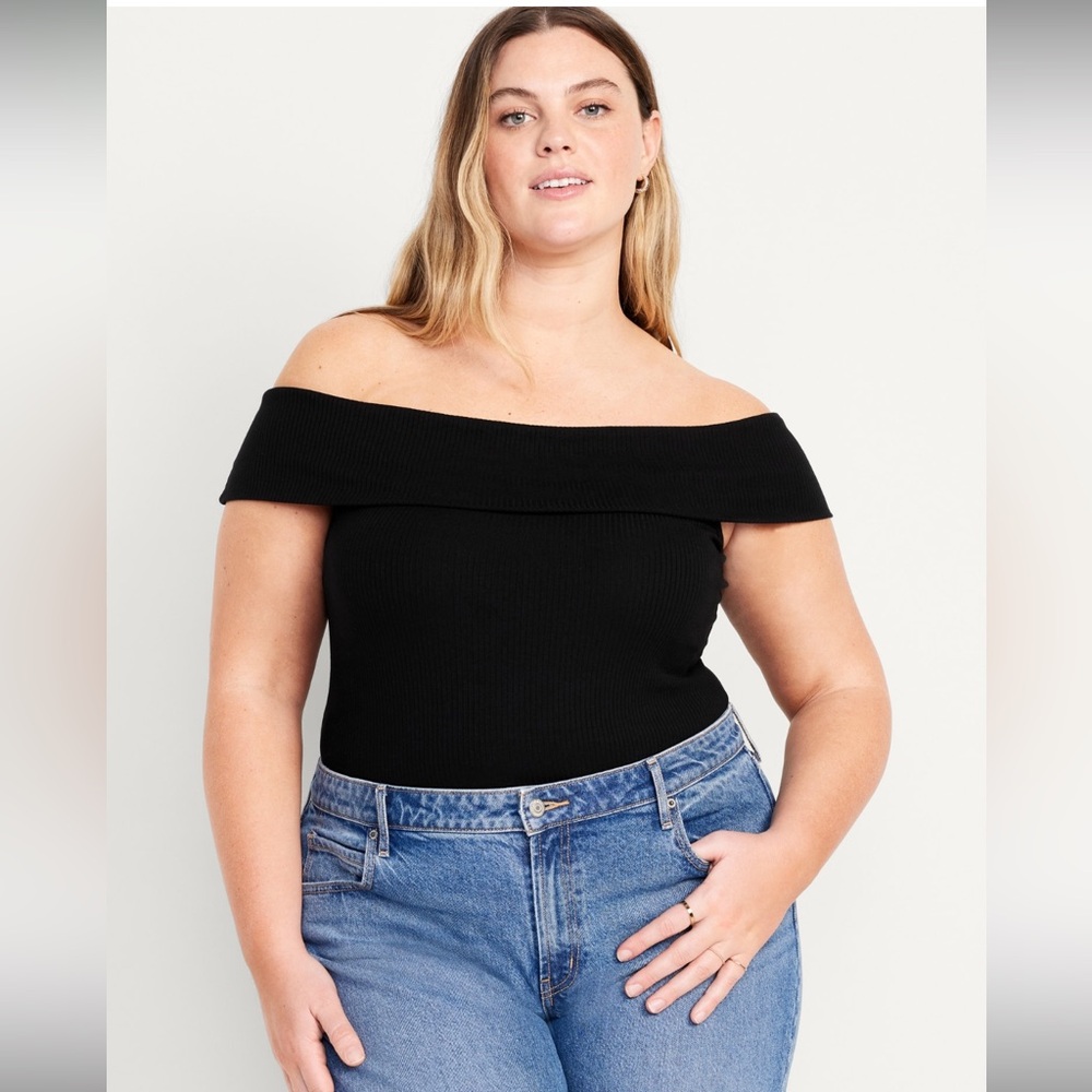 New with tags black off shoulder top